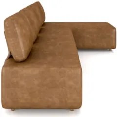 Sofá 4 Lugares Com Chaise 296cm Rovier Sintético Caramelo Z32 - Mpozen