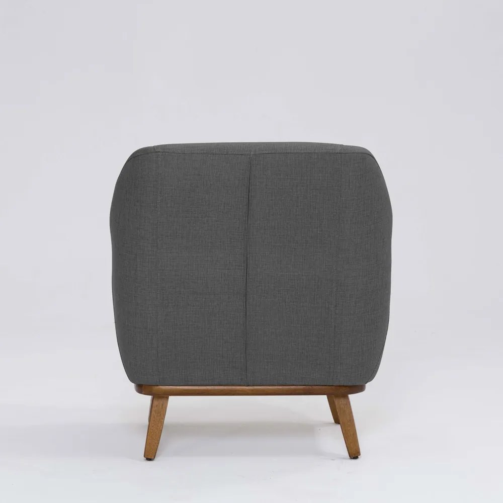 Poltrona Decorativa Pauline D07 Base Madeira Linha Mescla Chumbo - D'Rossi