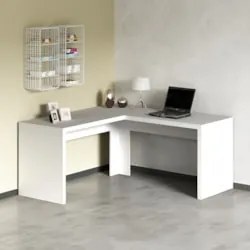 Mesa em L 157cm Home Office ME4116 Branco     - Tecno Mobili
