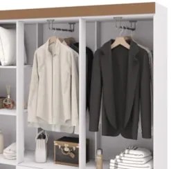 Guarda Roupa Solteiro 154cm Com Espelho Mayra Branco Flex V02 - Mpozen