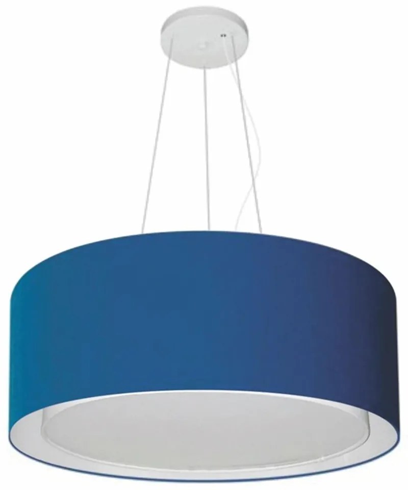 Lustre Pendente Cilíndrico Duplo Md-4124 Cúpula em Tecido 50x25cm Azul Marinho - Bivolt