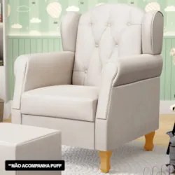 Kit 02 Poltronas de Amamentação Pés Madeira Lucy Z39 Suede Bege - Mpoz