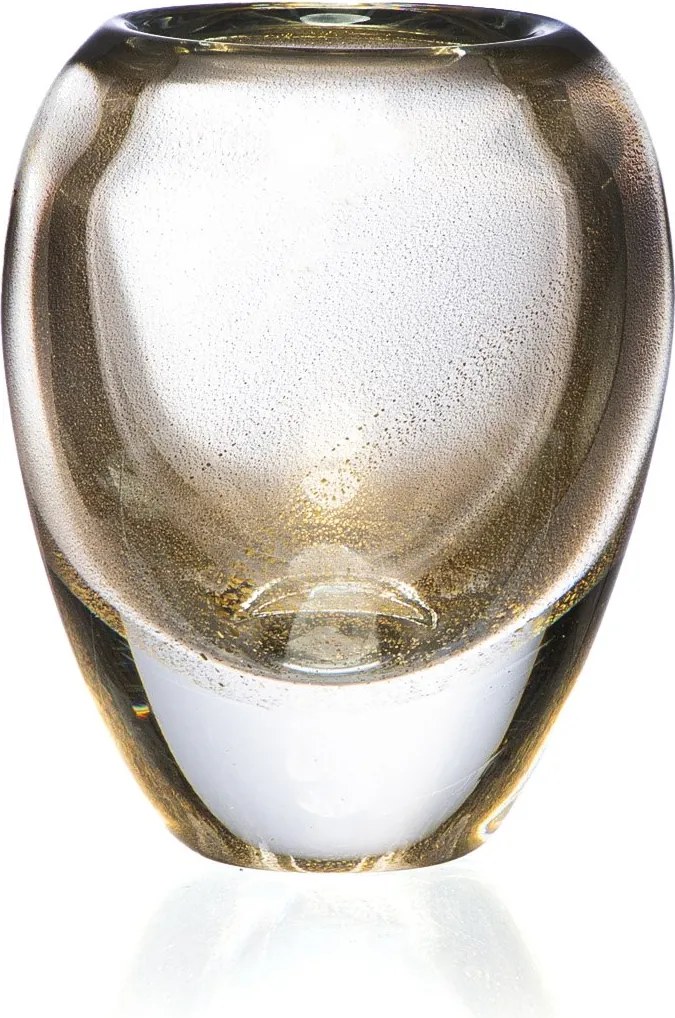 Vaso Murano Weight C/ Ouro M  Cristal Transparente