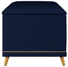 Calçadeira Baú Solteiro 90cm com Tachas Imperial J02 Veludo Azul - Mpo