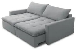 Sofá Cama Casal Retrátil 208cm Carly F05 Linho Cinza - Mpozenato