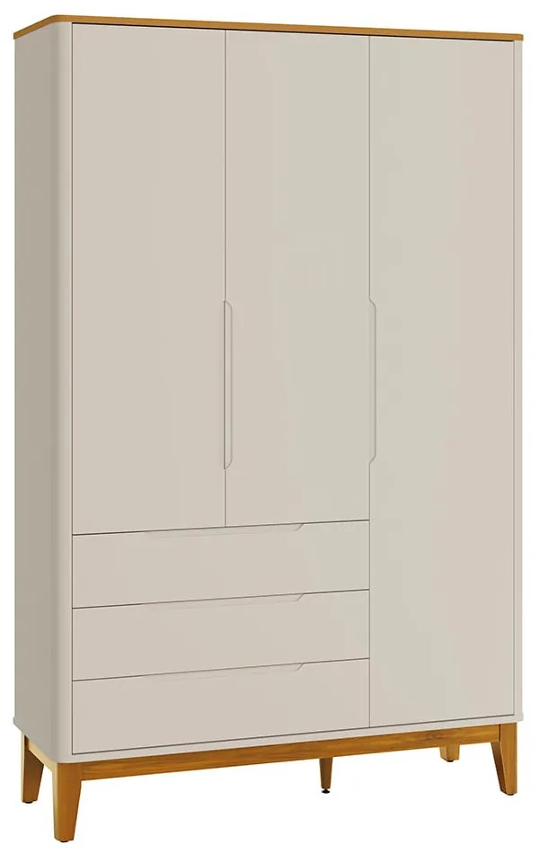 Guarda-Roupa Boom 3 Portas e 3 Gavetas - Branco Fosco e Savana