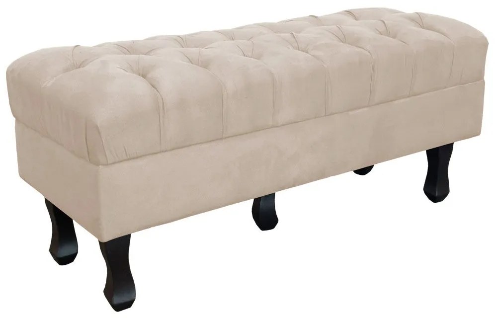 Puff Retro Luis Xv com Baú Capitonê 1 Metro Suede Bege - D'Rossi