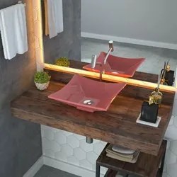 Cuba Pia de Apoio para Banheiro Quadrada Luxo 34 C08 Rosa - Mpozenato