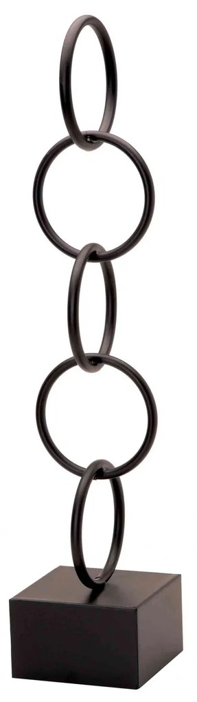Escultura Decorativa Em Metal Círculos Preto 61x13 Cm - D'Rossi