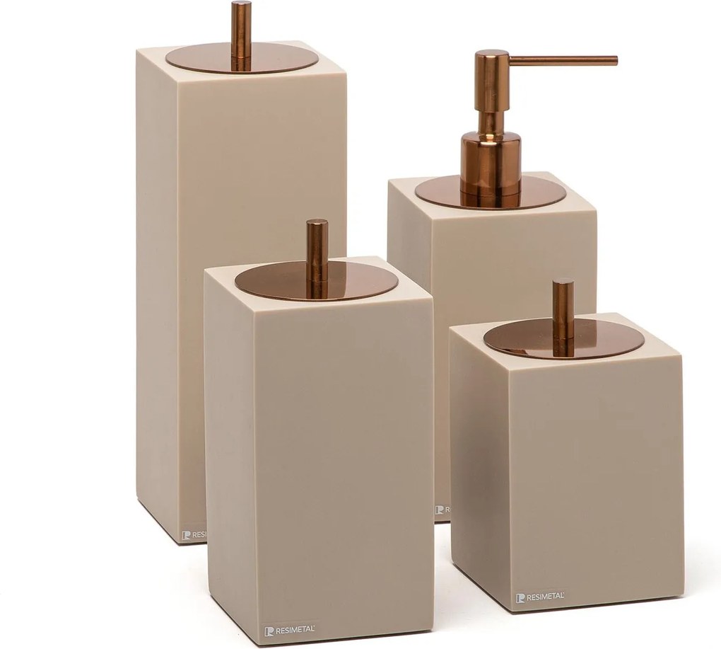 Conjunto Banheiro 4 Pçs Resina Macadâmia Fosco - Red Gold  Red Gold