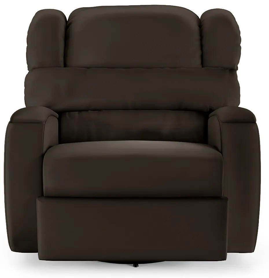 Poltrona do Papai Sala de Cinema Reclinável Kylie Glider Manual Giratória Massagem USB PU Marrom G23