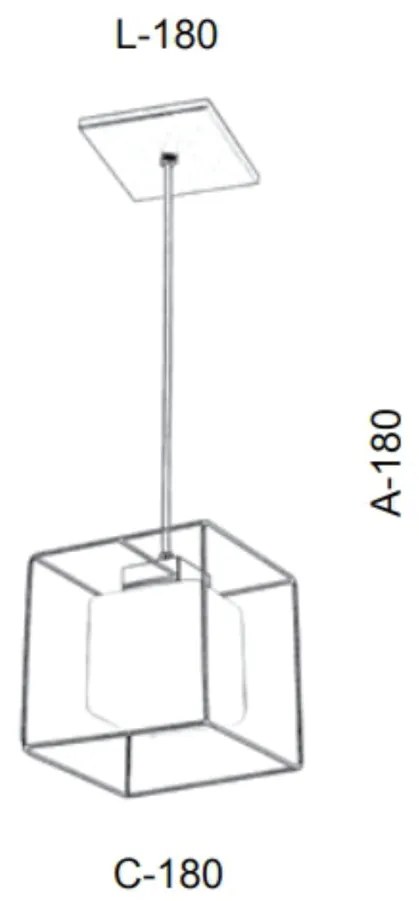 Pendente Aramado Vidro Quadrado Individual 18X18X18Cm Metal E Cubo 01X... (ROSE FOSCO, FOSCO (BRANCO))