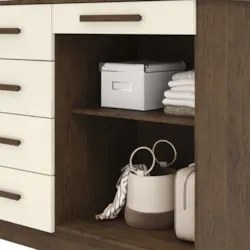 Cômoda Quarto Sapateira 2 Portas 4 Gavetas Lírio Imbuia/Champanhe V02