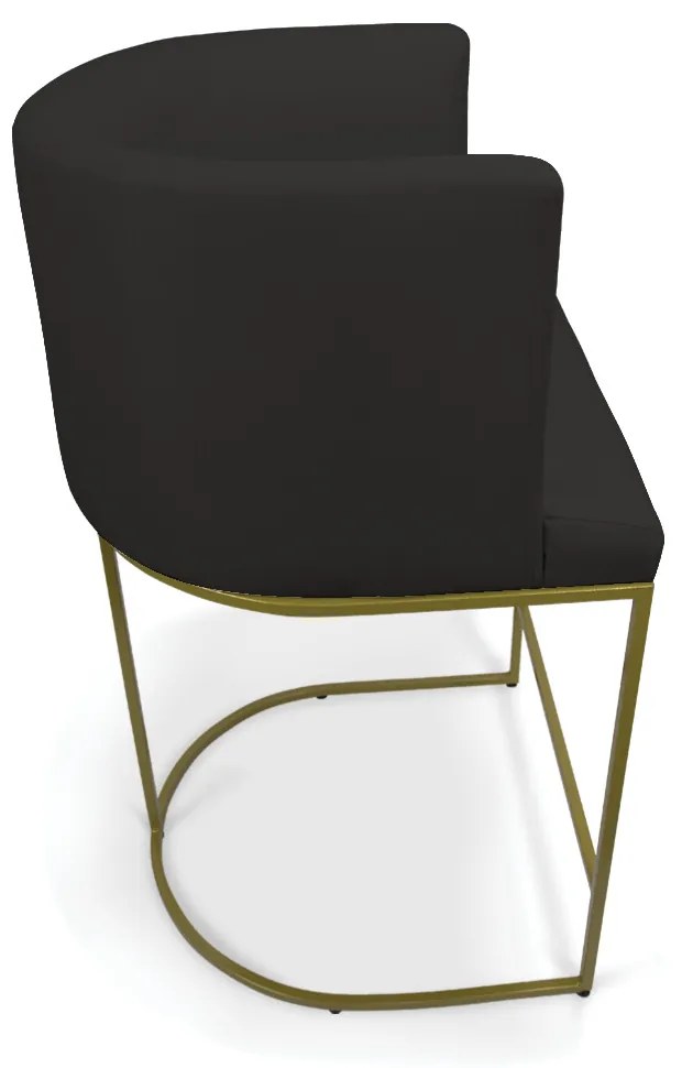 Banqueta Paola Linho Base Metálica Dourada - D'Rossi - A79 Preto
