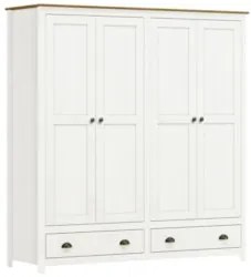 Guarda Roupa Casal 176cm 4 Portas 2 Gavetas Lázio Branco/Freijó F07 -