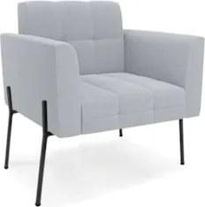 Poltrona Para Sala Pé Metal Preto Kit 2 Ana Bouclé Cinza - Ibiza