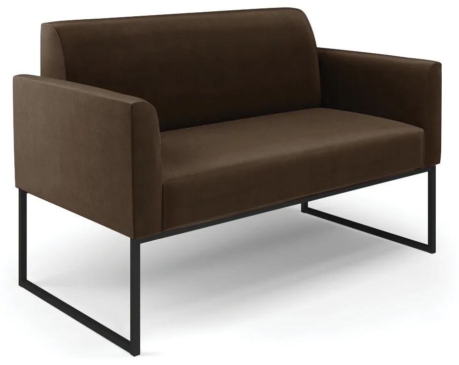 Sofá 2 Lugares Namoradeira Marisa Industrial Preto Suede D03 - D'Rossi - Marrom