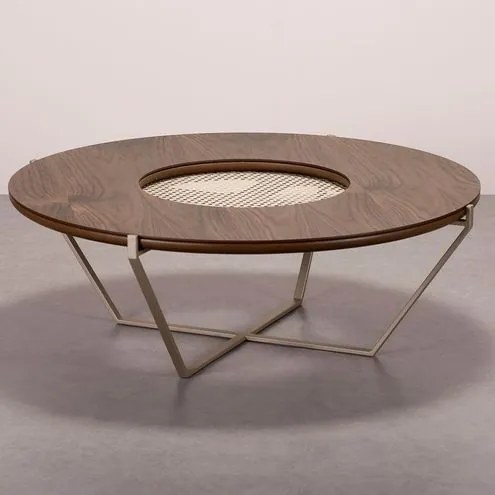 Mesa Centro Lira Nogueira Base Fendi Telha Palha - 78159 Sun House