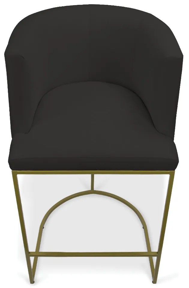 Banqueta Paola Linho Base Metálica Dourada - D'Rossi - A79 Preto