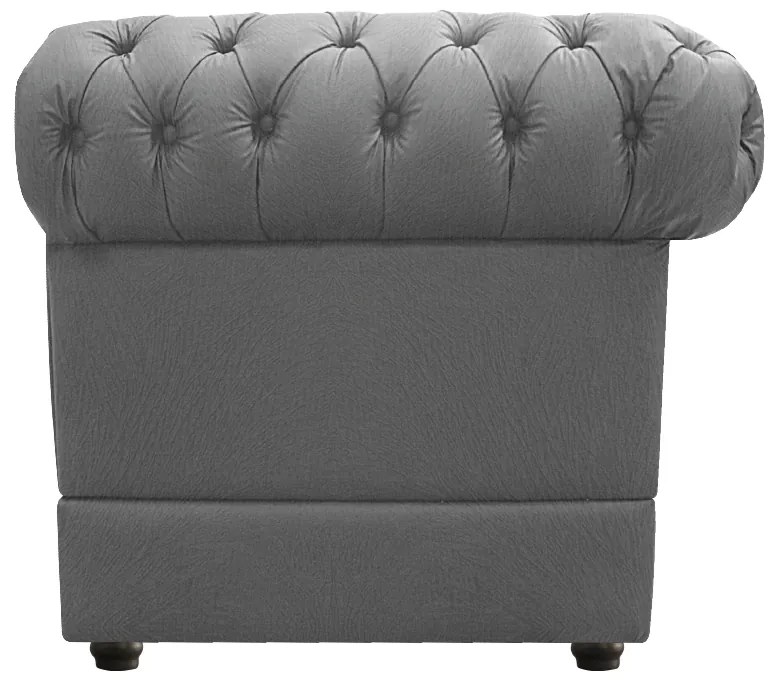 Kit Poltrona e Namoradeira Chesterfield Ana Suede Cinza - ADJ Decor