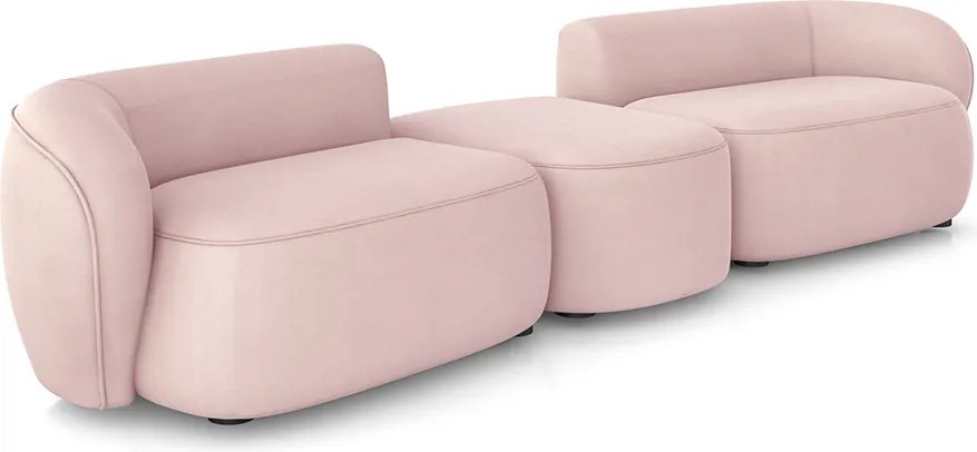Sofá Versátil Sala de Estar Egito 302cm Modulado Veludo Rosê G52 - Gran Belo