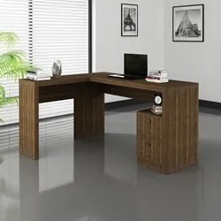 Mesa Para Escritório 2 Gavetas ME4129 Nogal - Tecno Mobili