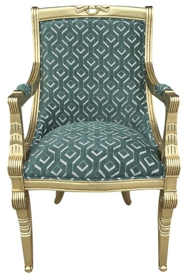 Cadeira com Braço Napoleão Entalhada Madeira Maciça Design de Luxo Peça Artesanal