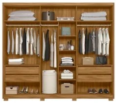 Guarda Roupa Casal 6 Portas 4 Gavetas 260cm Gaia Z17 Freijó/Off White