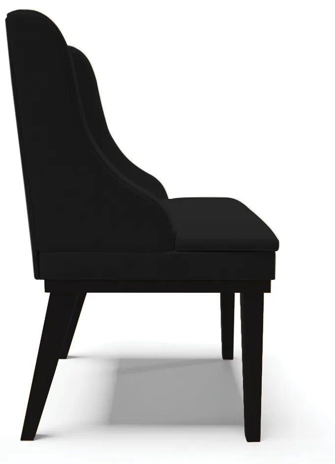 Kit 02 Cadeiras de Jantar Liz Linho Preto A79 Base Fixa Madeira Preto - D'Rossi
