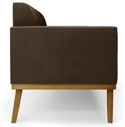 Sofá Namoradeira e 1 Poltrona Base Madeira Castanho Maressa Suede Marr