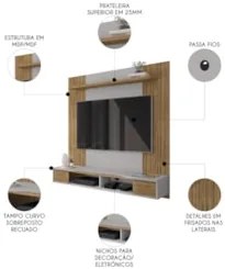 Painel TV 55 Pol e Bancada Suspensa 136cm Foz Cinamomo/Off B02 - Mpoze