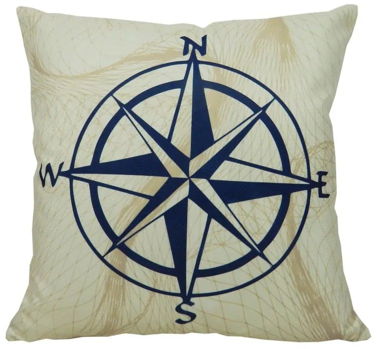 Almofada Marine Tons Amarelo com Azul 45x45cm - Rosa dos Ventos - Com Enchimento