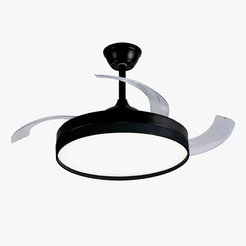 Ventilador De Teto Air Basic Preto Pás Retrátil Led 30W Multicolor Biv...