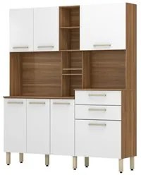 Kit Cozinha Compacta 7 Portas 2 Gavetas Encanto D02 Amendola/Branco -