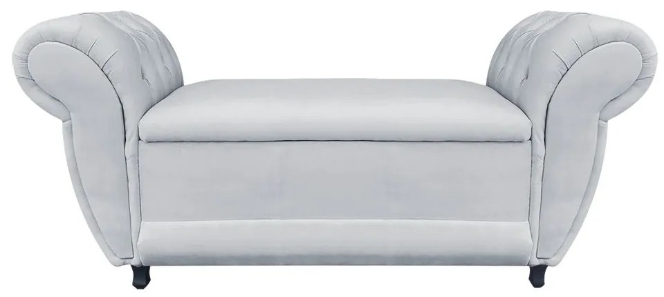 Recamier com Baú Grécia Namoradeira Calçadeira Suede - D'Rossi - Cinza