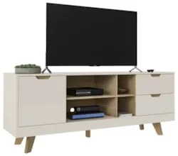 Rack Tv 65 Pol 160cm com 1 Porta Jaina Off White/Carvalho A09 - Mpozen
