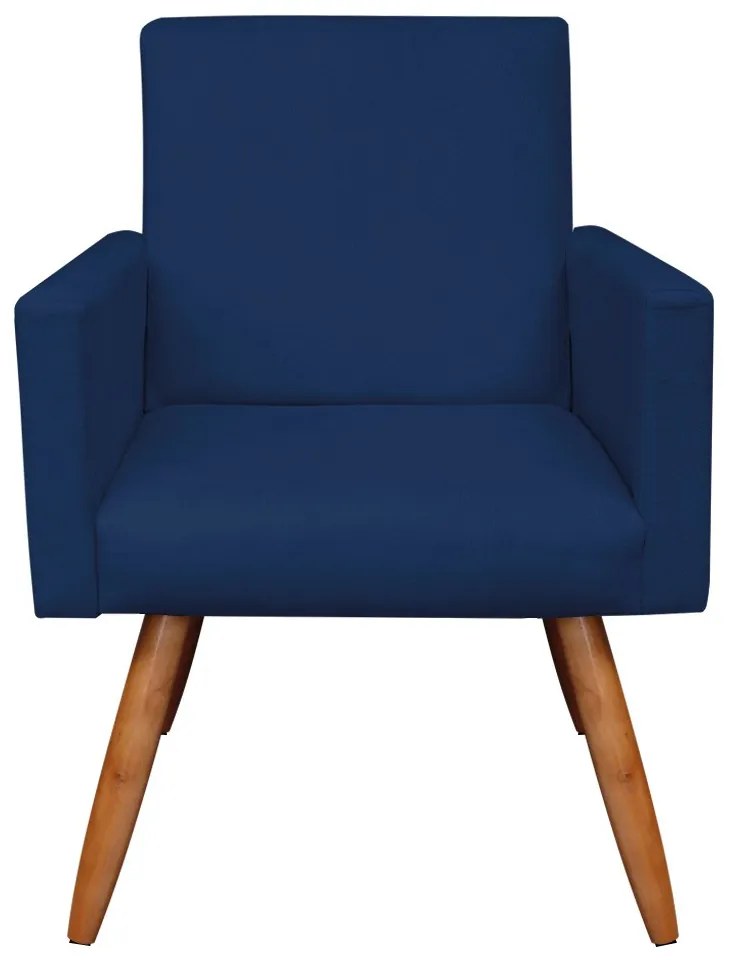 Poltrona Nina Suede Azul Marinho Pés Palito Castanho M11 - D'Rossi