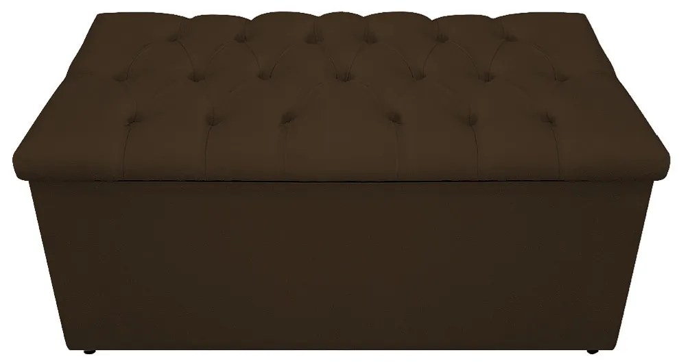 Recamier Baú Estofada Mel 90 cm Solteiro Com Capitonê  Suede Marrom - ADJ Decor