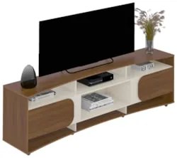 Rack Tv 86 Pol 220cm com 2 Portas Reno Cedro/Off White A09 - Mpozenato