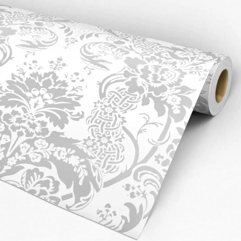 Papel de Parede Arabesco cinza e branco 0.52m x 3.00m