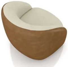 Poltrona Decorativa Giratória Kit 2 Lya Z32 Boucle Bege/Sintético Marr