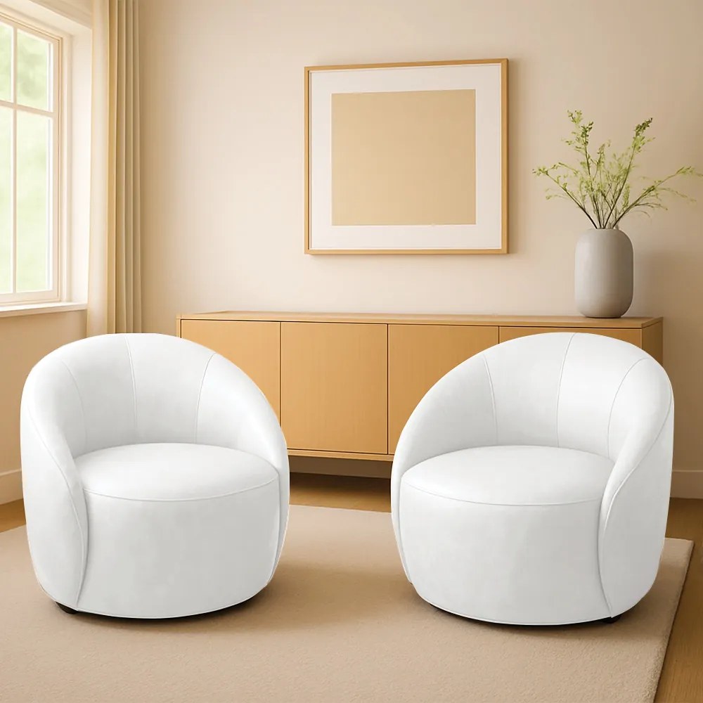 Poltrona Decorativa Orgânica Kit 2 Lua Sintético PU D03 - D'Rossi - Branco