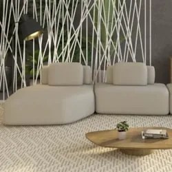 Sofá Ilha 275cm 2 Módulos Sala de Estar Moby Veludo Bege Z08 - Mpozena
