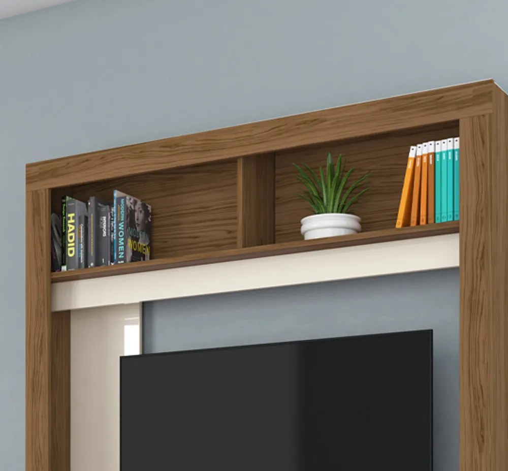Estante de TV 50 Pol 136cm Sala de Estar Mervan M20 - D'Rossi - Naturale e Off White