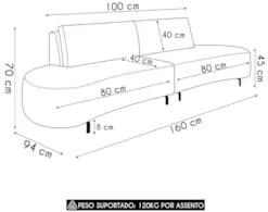 Sofá 2 Lugares 160cm Orgânico Pé Ferro Nagai Suede Bege Z55 - Mpozenat