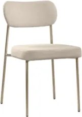 Cadeira Jantar Estofada Pé Metal Rosê Lavy Boucle Bege S08  - Mpozenat