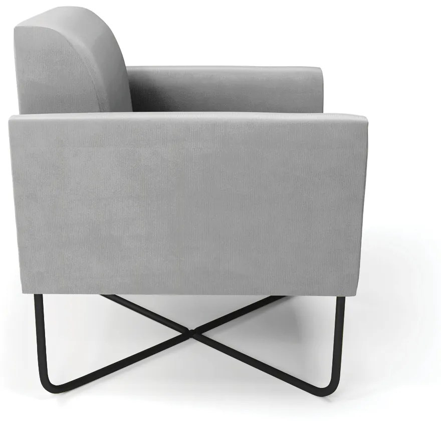 Kit 2 Poltronas Base X Industrial Preto Marisa Suede Cinza D03 - DRossi