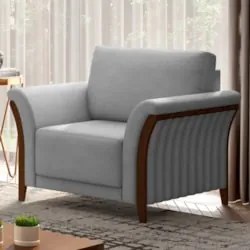 Poltrona Decorativa Sala de Estar 102cm Pés Madeira Roya Z32 Veludo Ci