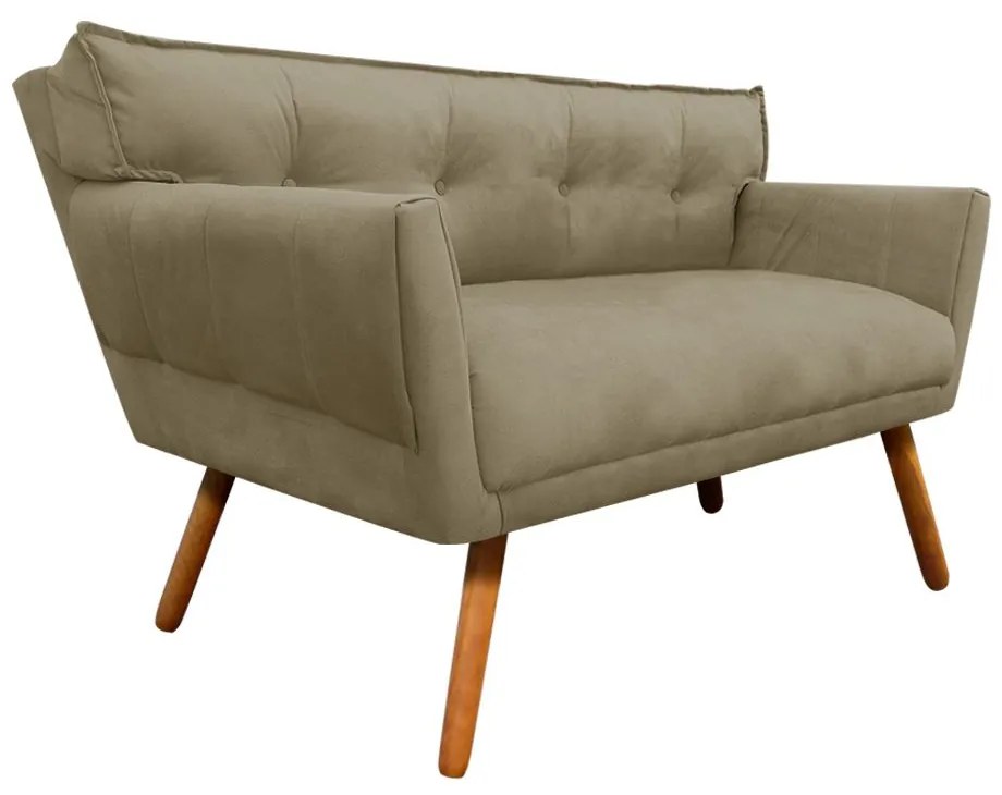 Kit 1 Namoradeira 2 Lugares E 2 Poltronas Anitta Suede Pés Palito Castanho D03 - D'Rossi - Marrom Rato
