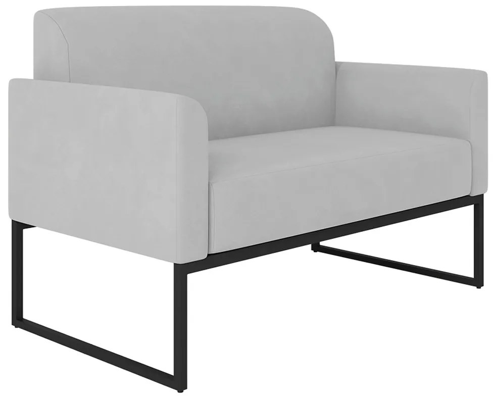 Poltrona Namoradeira Decorativa Isabella Base Industrial Suede Cinza/Preto G19 - Gran Belo